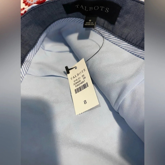 Talbots,8, NWT, geometric floral print, darted waist, fully lined side zip mini - Picture 4 of 6